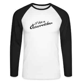 I bin a Österreicher - Unisex Baseballshirt langarm - Weiß/Schwarz - Vorne - Nik (191cm)