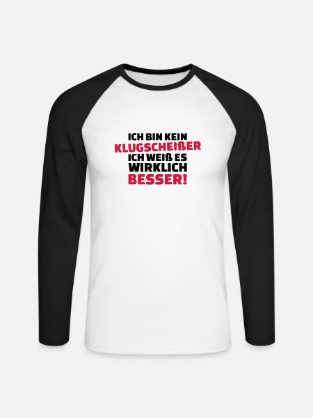 Klugscheißer - Unisex Baseballshirt langarm - Weiß/Schwarz