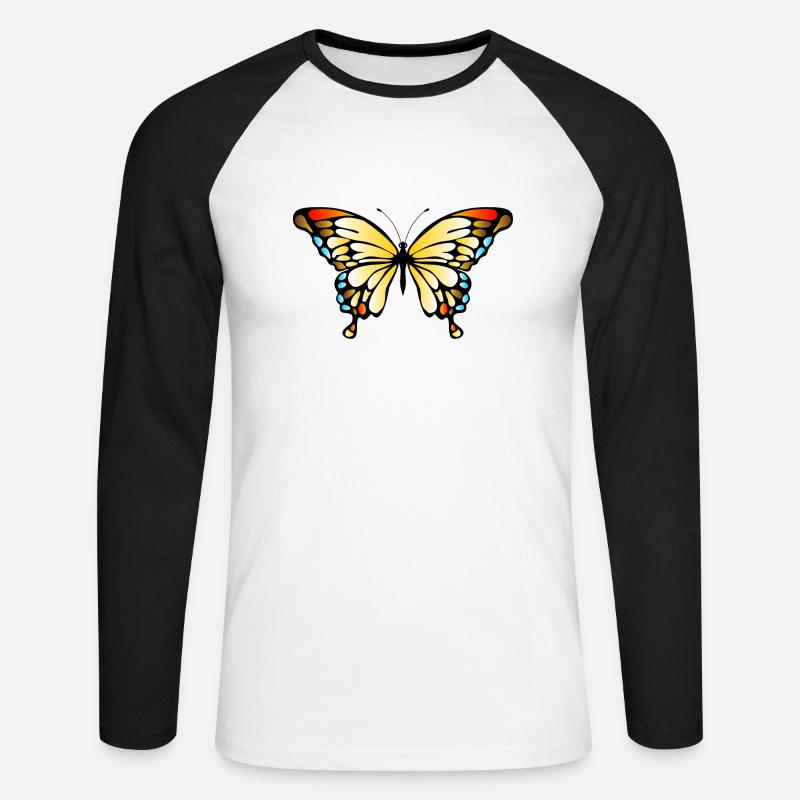 Schmetterling - Unisex Baseballshirt langarm - Weiß/Schwarz