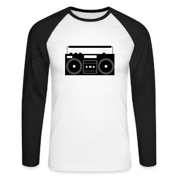 ghettoblaster_01 - Unisex Long Sleeve Baseball T-Shirt - white/black - Front - Nik (191cm)