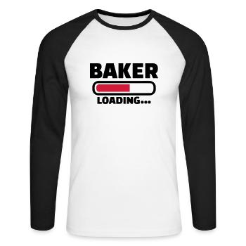 Boulanger - T-shirt baseball manches longues Homme - blanc/noir - Devant - Nik (191cm)