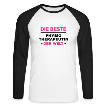 Krankengymnast / Krankengymnastin / Physio / - Unisex Baseballshirt langarm - Weiß/Schwarz - Vorne - Nik (191cm)