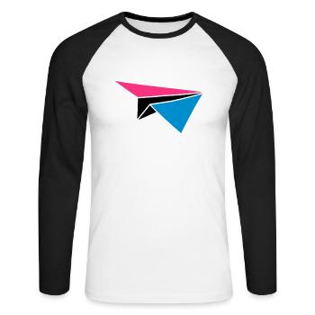 colorful cliff night moon sun paper flier folded t - Unisex Long Sleeve Baseball T-Shirt - white/black - Front - Nik (191cm)