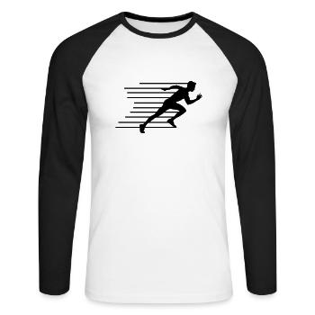 running silhouette - Unisex Baseballshirt langarm - Weiß/Schwarz - Vorne - Nik (191cm)