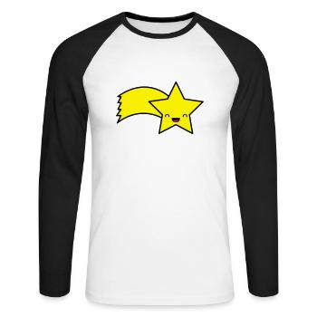 sternschnuppe_002 - Unisex Baseballshirt langarm - Weiß/Schwarz - Vorne - Nik (191cm)