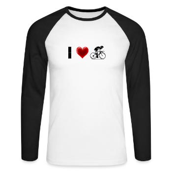 cycling, I love cycling, cycling t shirts, cycling - Unisex Long Sleeve Baseball T-Shirt - white/black - Front - Nik (191cm)