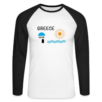 Grèce - T-shirt baseball manches longues Homme - blanc/noir - Devant - Nik (191cm)
