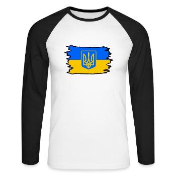 Ukraine - T-shirt baseball manches longues Homme - blanc/noir - Devant - Nik (191cm)