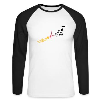 Notes Heartbeat Trompette - T-shirt baseball manches longues Homme - blanc/noir - Devant - Nik (191cm)