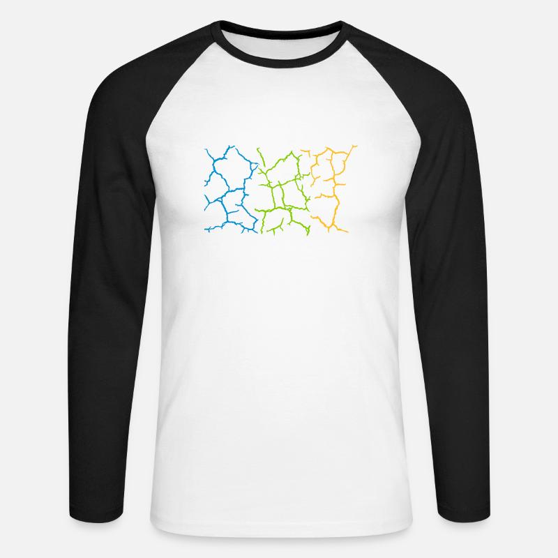 Boden Risse Muster Bunt - Unisex Baseballshirt langarm - Weiß/Schwarz