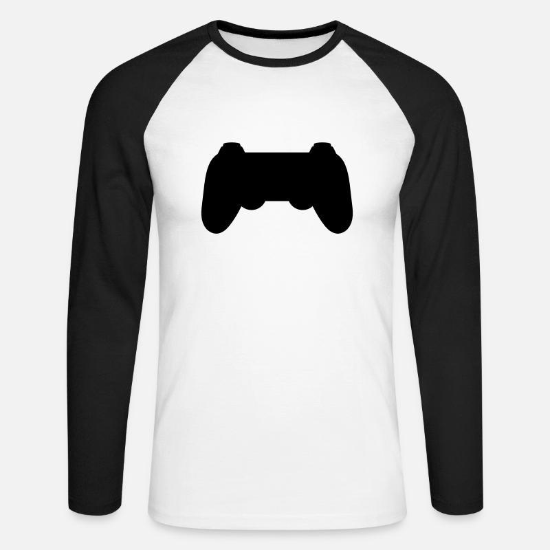 Silhouette Console Retro Controller - Unisex Long Sleeve Baseball T-Shirt - white/black
