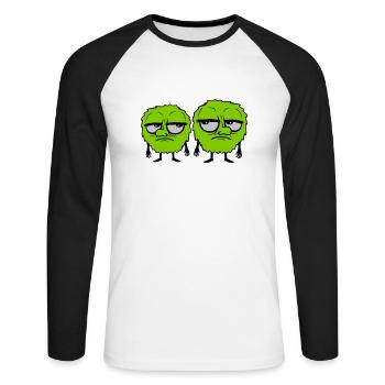 2 Monsters Roll Eyes - Unisex Long Sleeve Baseball T-Shirt - white/black - Front - Nik (191cm)