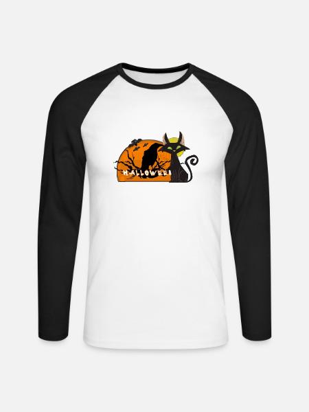 Halloween -Tierwelt - Unisex Baseballshirt langarm - Weiß/Schwarz