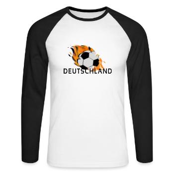 Allemagne - T-shirt baseball manches longues Homme - blanc/noir - Devant - Nik (191cm)