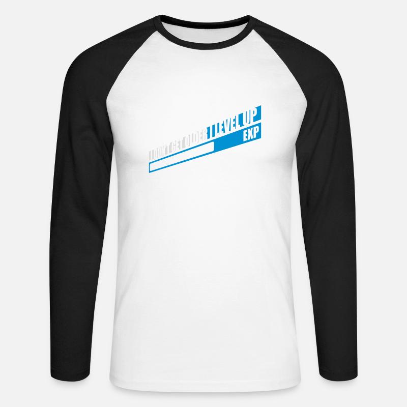 get older level up - Unisex Baseballshirt langarm - Weiß/Schwarz