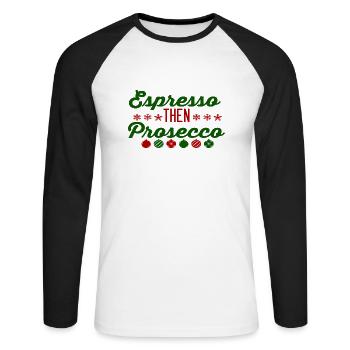 Espresso puis Prosecco - T-shirt baseball manches longues Homme - blanc/noir - Devant - Nik (191cm)