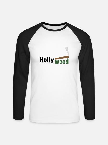 HollyWeed dark - Unisex Baseballshirt langarm - Weiß/Schwarz