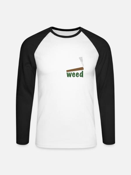 HollyWeed white - Unisex Baseballshirt langarm - Weiß/Schwarz