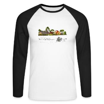 Paysage rural - T-shirt baseball manches longues Homme - blanc/noir - Devant - Nik (191cm)