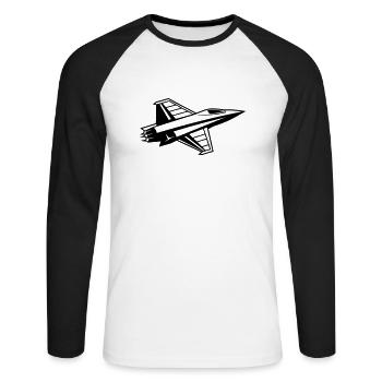 Fighter jet - Unisex Long Sleeve Baseball T-Shirt - white/black - Front - Nik (191cm)