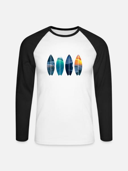 Surfer Geschenk Vintage - Unisex Baseballshirt langarm - Weiß/Schwarz