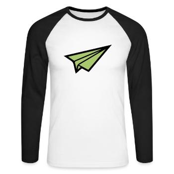 Paper Airplane 02 - Unisex Long Sleeve Baseball T-Shirt - white/black - Front - Nik (191cm)