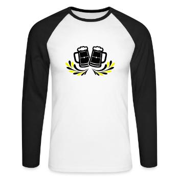 Chope de bière symbole de bière - T-shirt baseball manches longues Homme - blanc/noir - Devant - Nik (191cm)