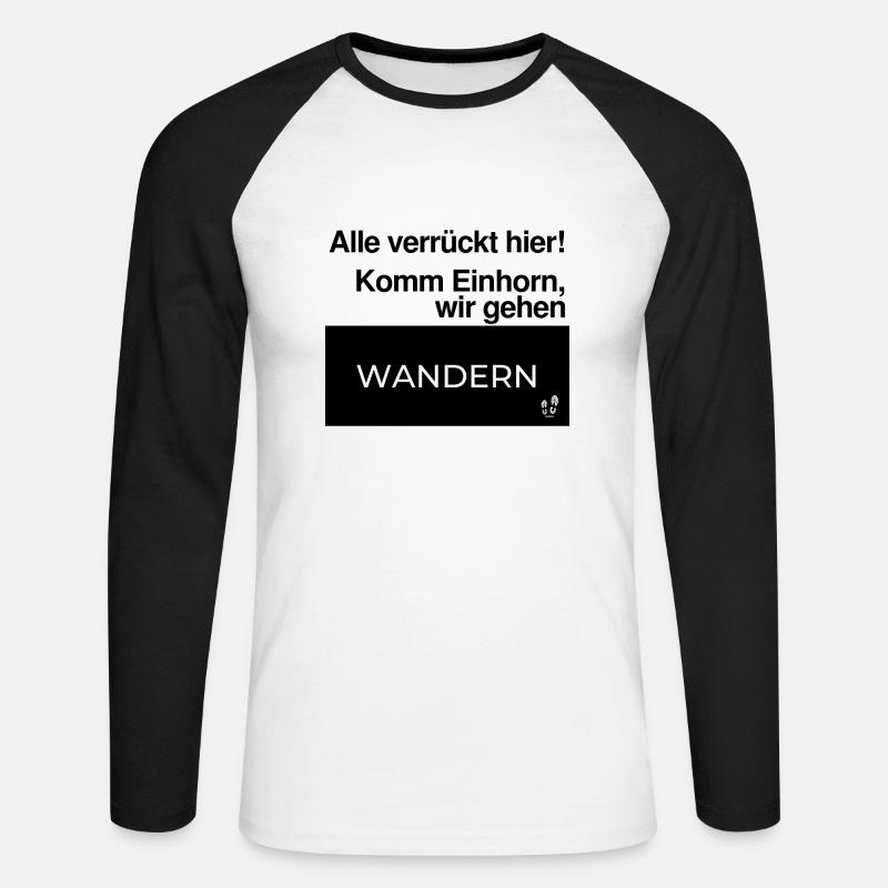 Komm Einhorn… - Unisex Baseballshirt langarm - Weiß/Schwarz