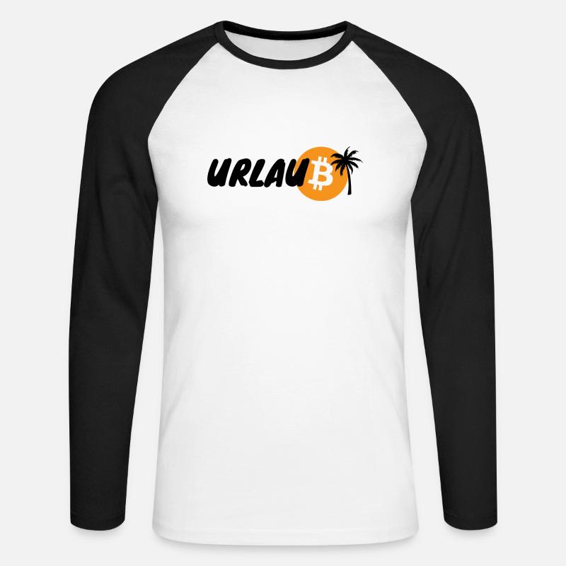 Krypto Urlaub BTC Bitcoin 2 - Unisex Baseballshirt langarm - Weiß/Schwarz