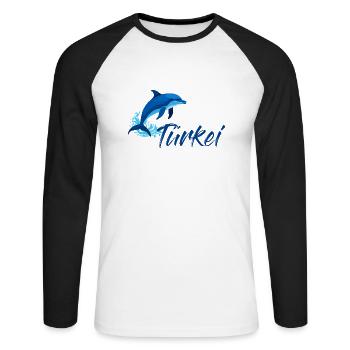 Vacances Dolphin Turquie - T-shirt baseball manches longues Homme - blanc/noir - Devant - Nik (191cm)