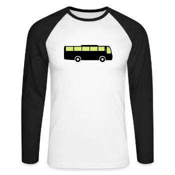 bus - Unisex Baseballshirt langarm - Weiß/Schwarz - Vorne - Nik (191cm)
