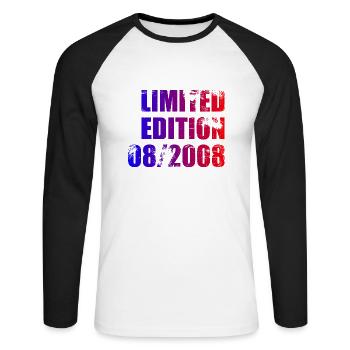 16e anniversaire Edition limitée 08/2008 - T-shirt baseball manches longues Homme - blanc/noir - Devant - Nik (191cm)