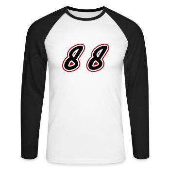 88 Number Symbol - Unisex Long Sleeve Baseball T-Shirt - white/black - Front - Nik (191cm)