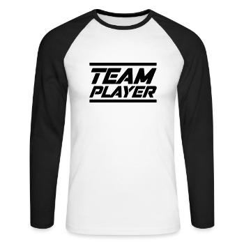 team player - Unisex Baseballshirt langarm - Weiß/Schwarz - Vorne - Nik (191cm)