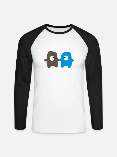 Monsters in love - Unisex Baseballshirt langarm - Weiß/Schwarz