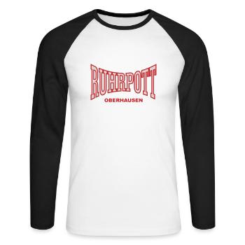 Ruhrpott Oberhausen - Unisex Baseballshirt langarm - Weiß/Schwarz - Vorne - Nik (191cm)