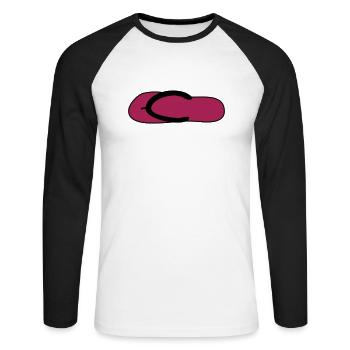 badelatsch schuhe - Unisex Baseballshirt langarm - Weiß/Schwarz - Vorne - Nik (191cm)