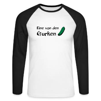 Eine von den Gurken - Unisex Baseballshirt langarm - Weiß/Schwarz - Vorne - Nik (191cm)