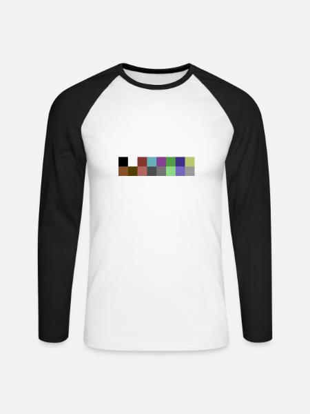 16 Colors C64 Farb-Palette - Unisex Baseballshirt langarm - Weiß/Schwarz