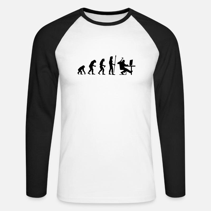 evolution_pc_1 - Unisex Baseballshirt langarm - Weiß/Schwarz