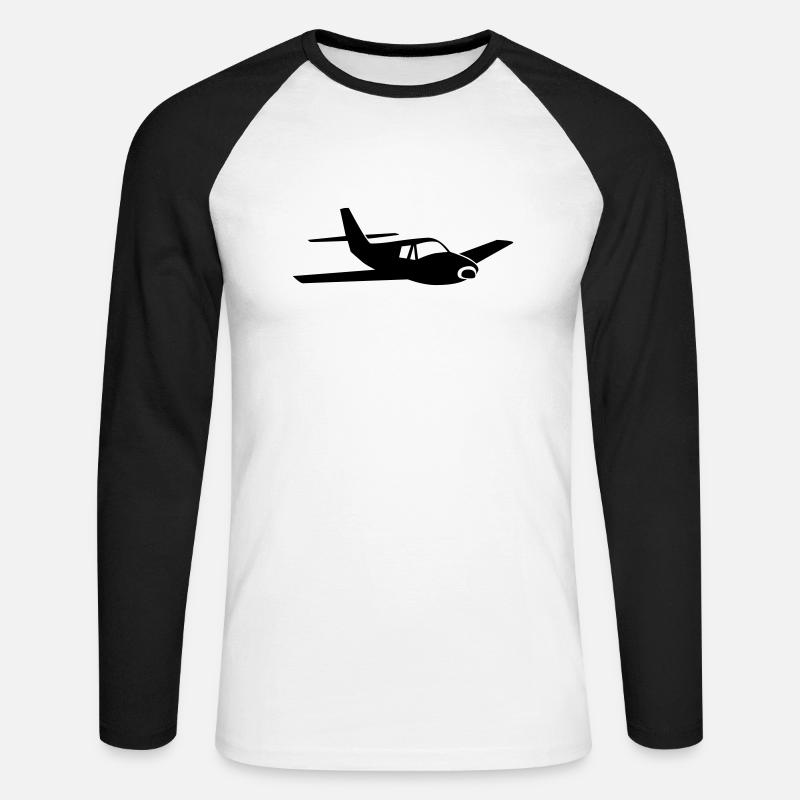 Flugzeug Flieger - Unisex Baseballshirt langarm - Weiß/Schwarz