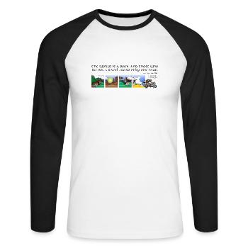voyage ANGLAIS - T-shirt baseball manches longues Homme - blanc/noir - Devant - Nik (191cm)