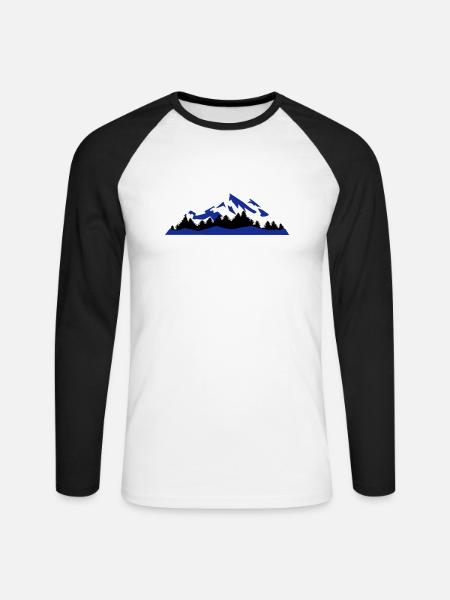 Berge, Winter, Alpen, Lanschaft - Unisex Baseballshirt langarm - Weiß/Schwarz
