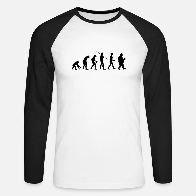 Funny evolution - Unisex Baseballshirt langarm - Weiß/Schwarz