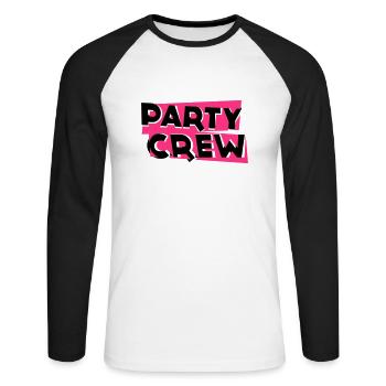 Party Crew - Unisex Baseballshirt langarm - Weiß/Schwarz - Vorne - Nik (191cm)