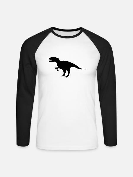 dinosaurier - T-shirt baseball manches longues Homme - blanc/noir