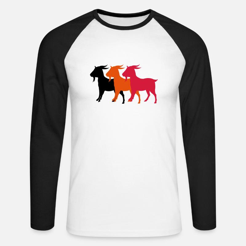 ziege3 - Unisex Baseballshirt langarm - Weiß/Schwarz