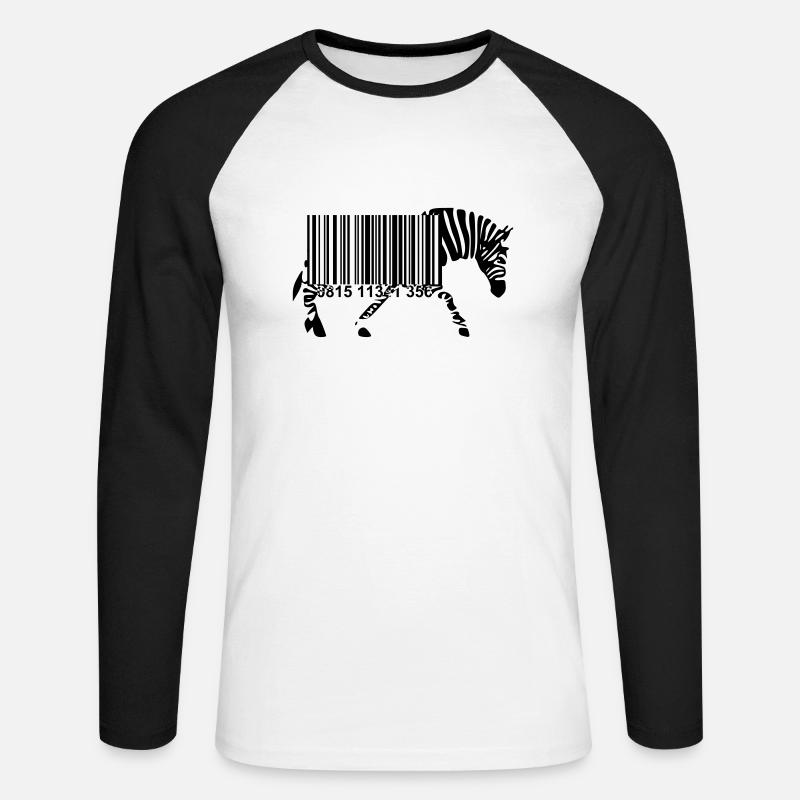 Strichcode Zebra - Unisex Baseballshirt langarm - Weiß/Schwarz