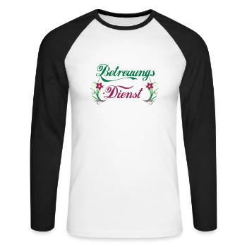 Betreuungs-Dienst Ornament Blume - Unisex Baseballshirt langarm - Weiß/Schwarz - Vorne - Nik (191cm)