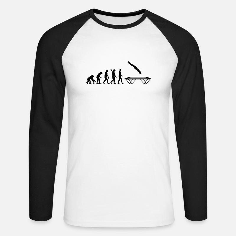 Evolution Trampoline - Unisex Long Sleeve Baseball T-Shirt - white/black